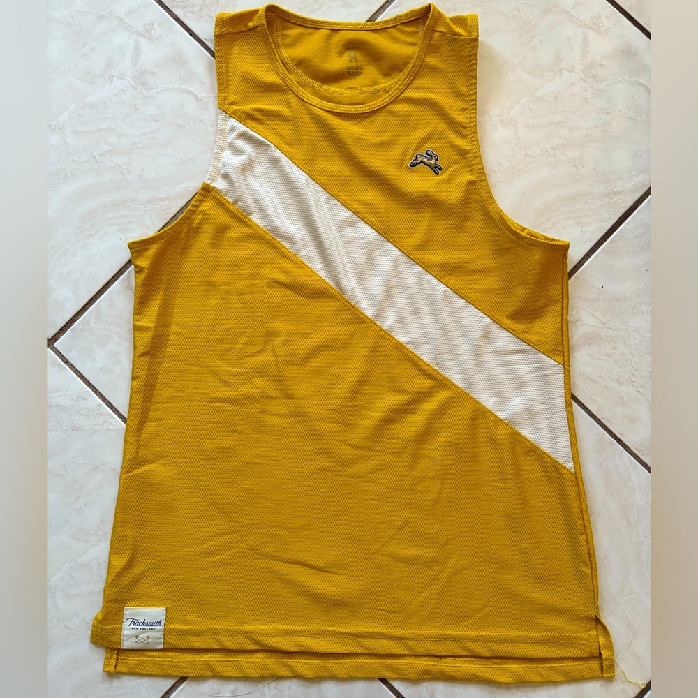 Tracksmith Yellow and White Tank Top